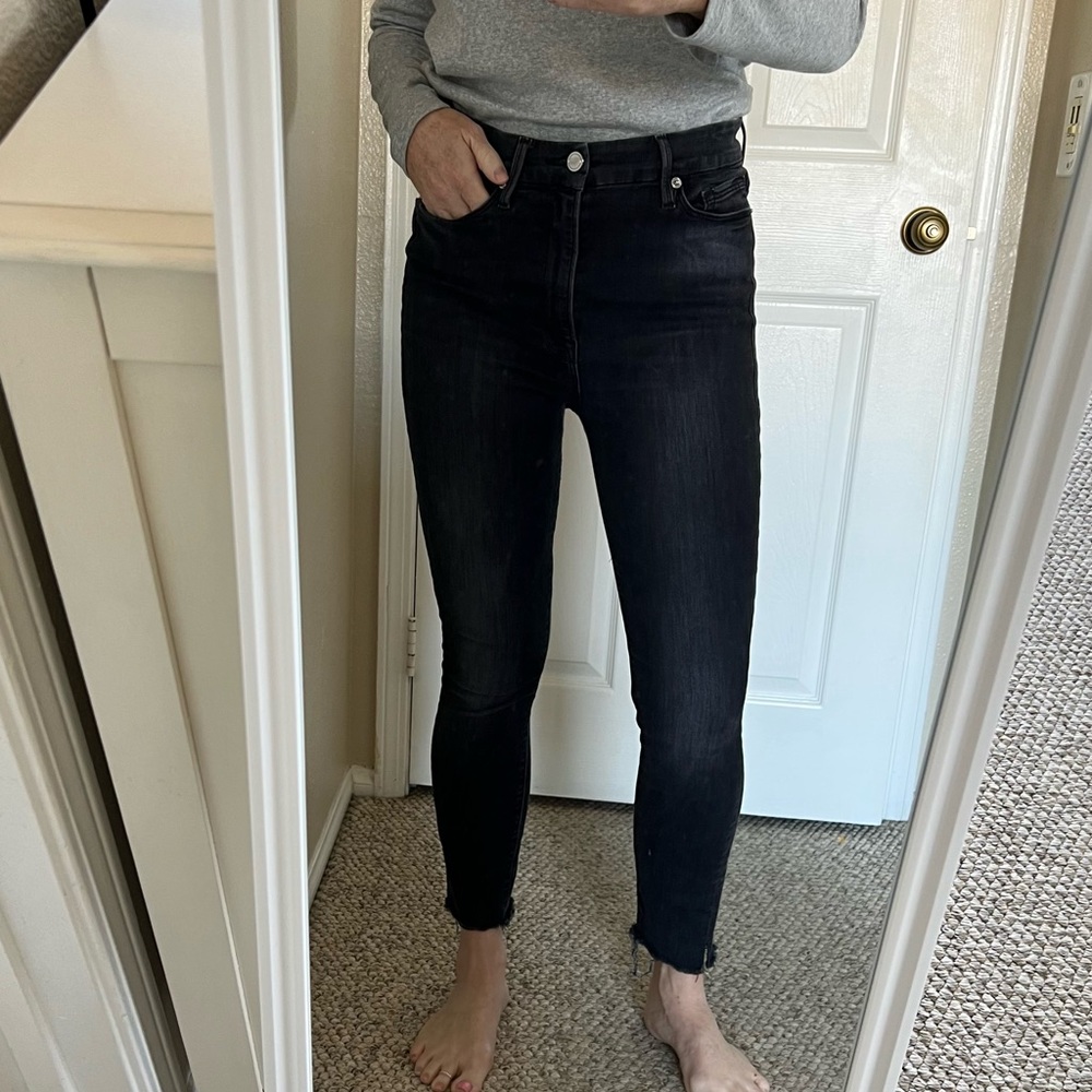 Good American High waisted, cropped black Jean. Size 10